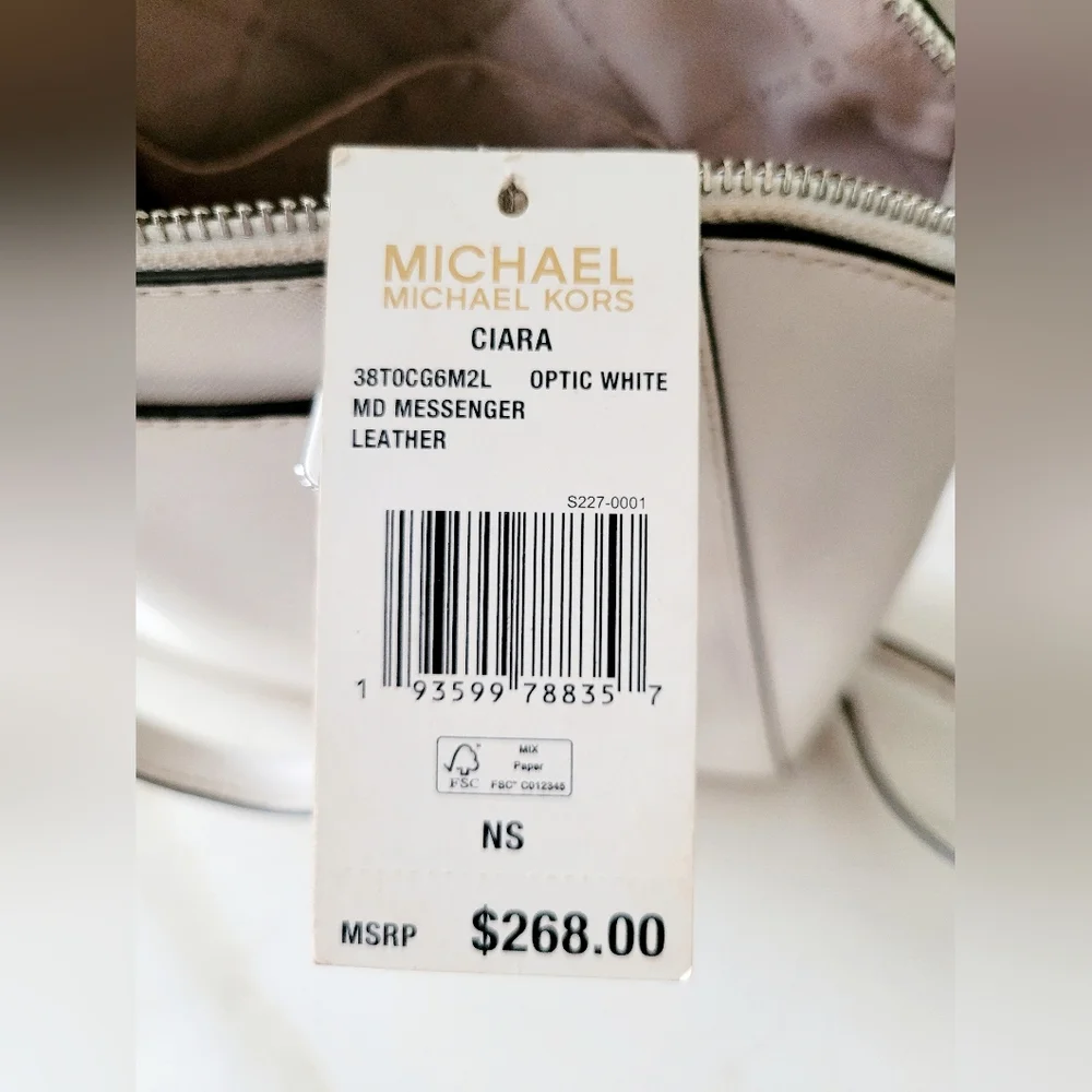 Michael Kors Ciara Optic White Crossbody/Satchel Silver Logo Medium 11